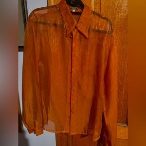 Versace versus coral organza moirés sheer unisex shirt